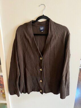 Women's Brown Button Cardigan - Size Medium - GAP